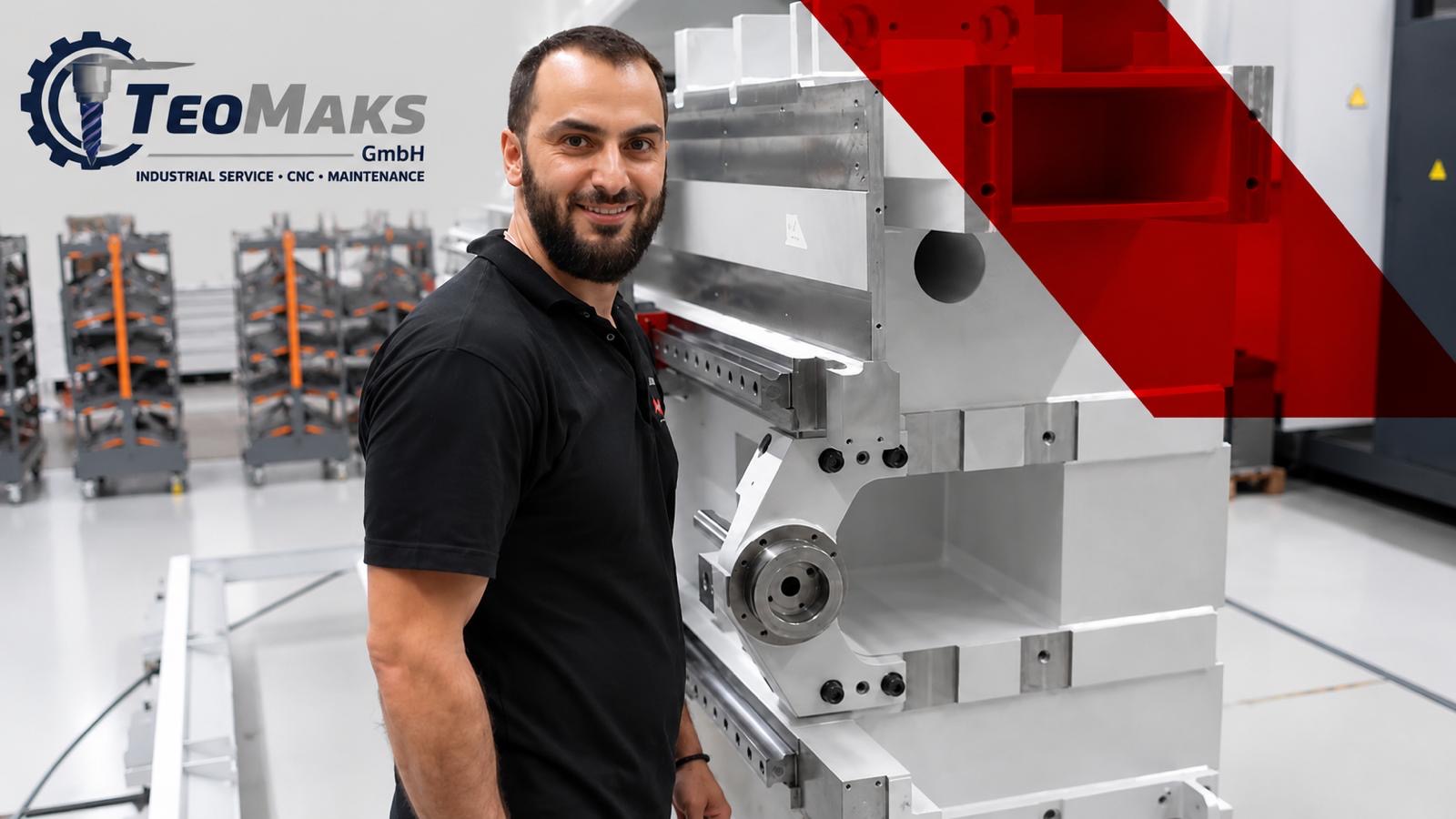 TeoMaks GmbH Servicetechniker vor einer Werkzeugmaschine